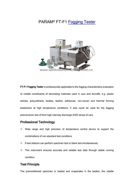 Fogging Testing dealer|ft f1 fogging tester.